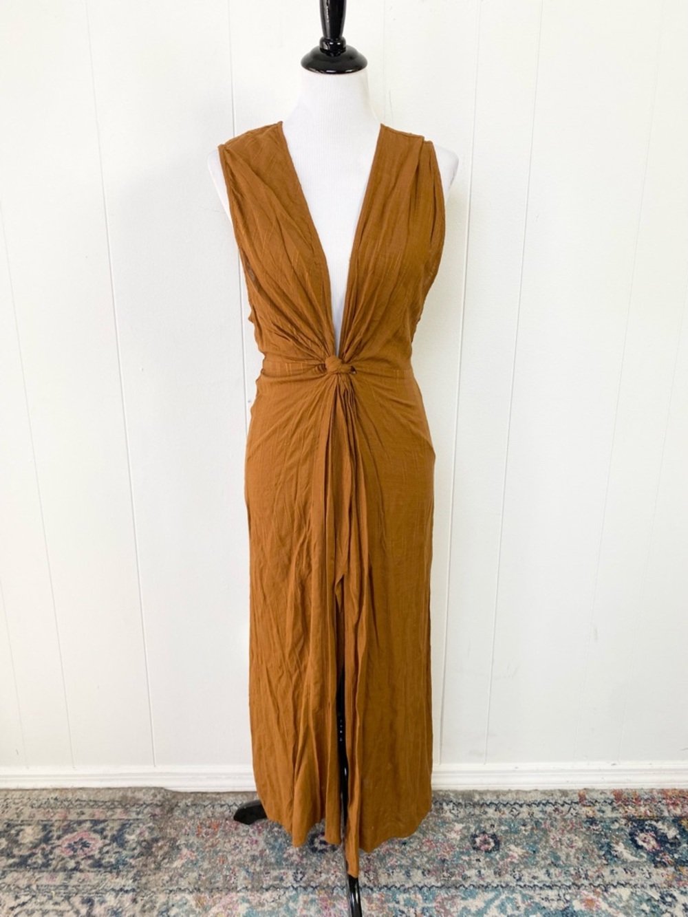 L*Space Womens Amber Brown Down The Line Cover-Up Dress L34429 Sz Small - Picture 2 of 14